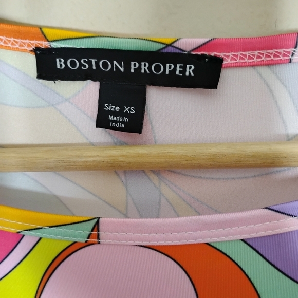 Boston Proper Sunset Waves Swim Cover-Up Dress Size XS Dolman Sleeve Colorful - Picture 9 of 11